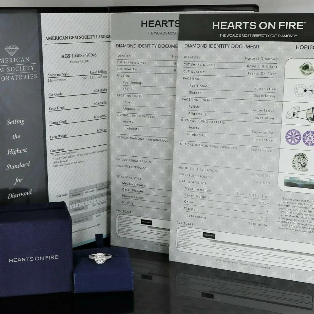 16867 Hearts On Fire 18K White Gold 0.79ct VS2 Round Diamond Engagement Ring - Picture 2 of 10